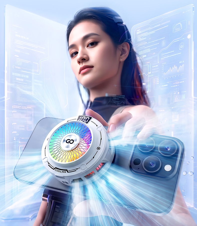 Zhiguozhe Wind-Suction 100-Level Magnetic Cooling Phone Cooler Ice-Making Semiconductor Cooling Clip for Gaming and Live Streaming Compatible with Apple 3