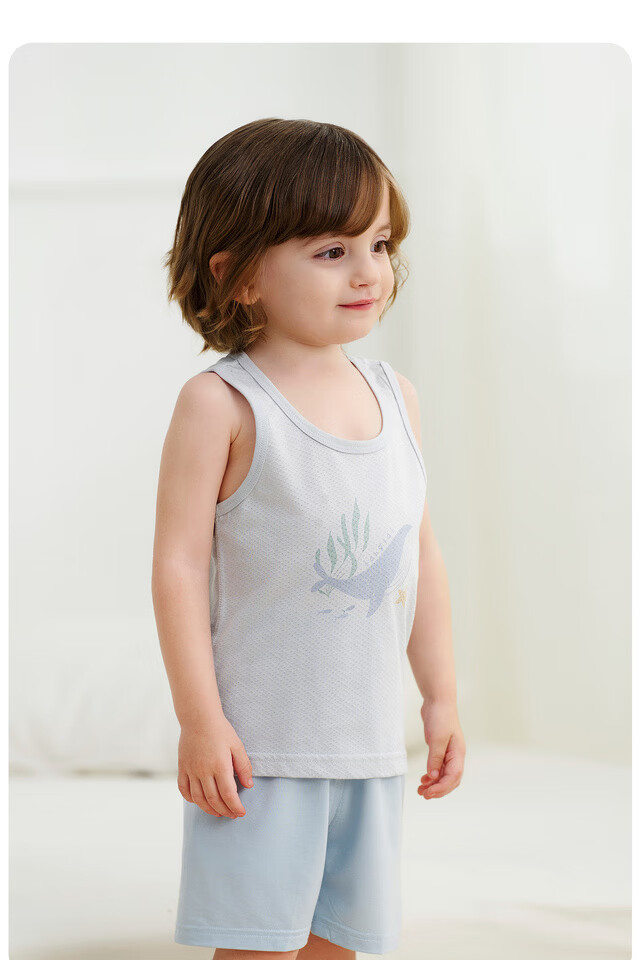 TONGTAI Baby Vest Spring and Autumn Pure Cotton Infant Clothes Belly Protection Vest Boys and Girls Base Layer Underwear Blue 80cm 19