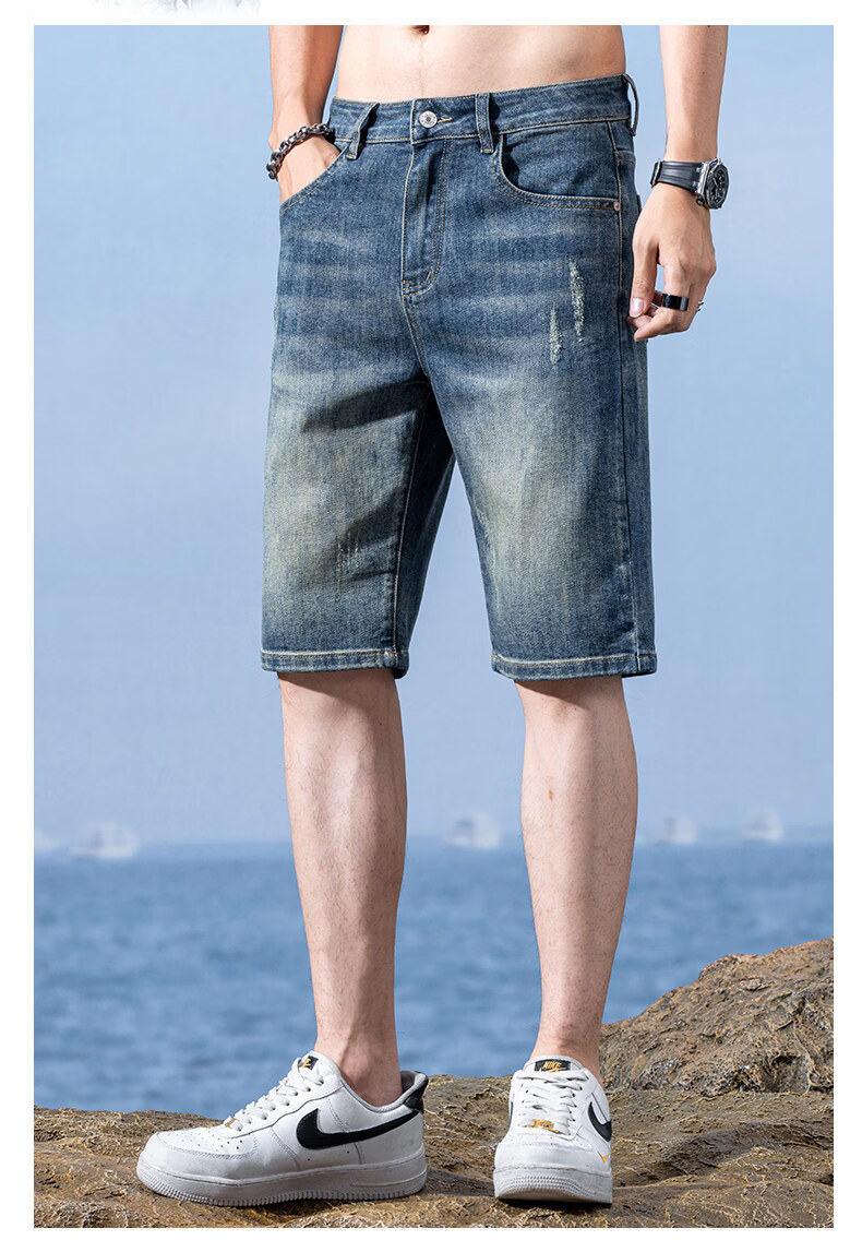Pierre Cardin Men's Summer Lightweight Loose Denim Shorts Nostalgic Blue Size 30 19