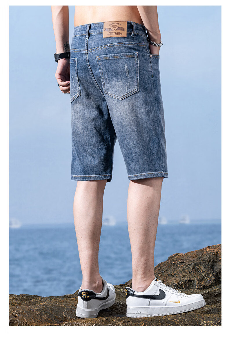 Pierre Cardin Men's Summer Lightweight Loose Denim Shorts Nostalgic Blue Size 30 15