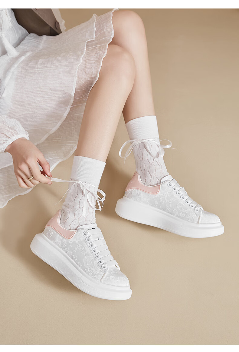 Daphne Platform Height-Enhancing Popular Printed White Sneakers Women 2026 New Spring Summer Casual Shoes White Size 38 11