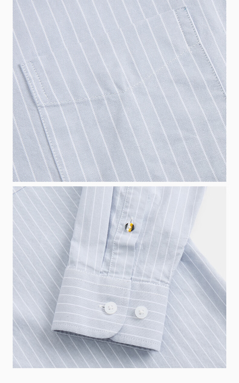 Texwood Deshiwo Apple Standard Shoulder Men's Long Sleeve Striped Casual Shirt Blue S 13