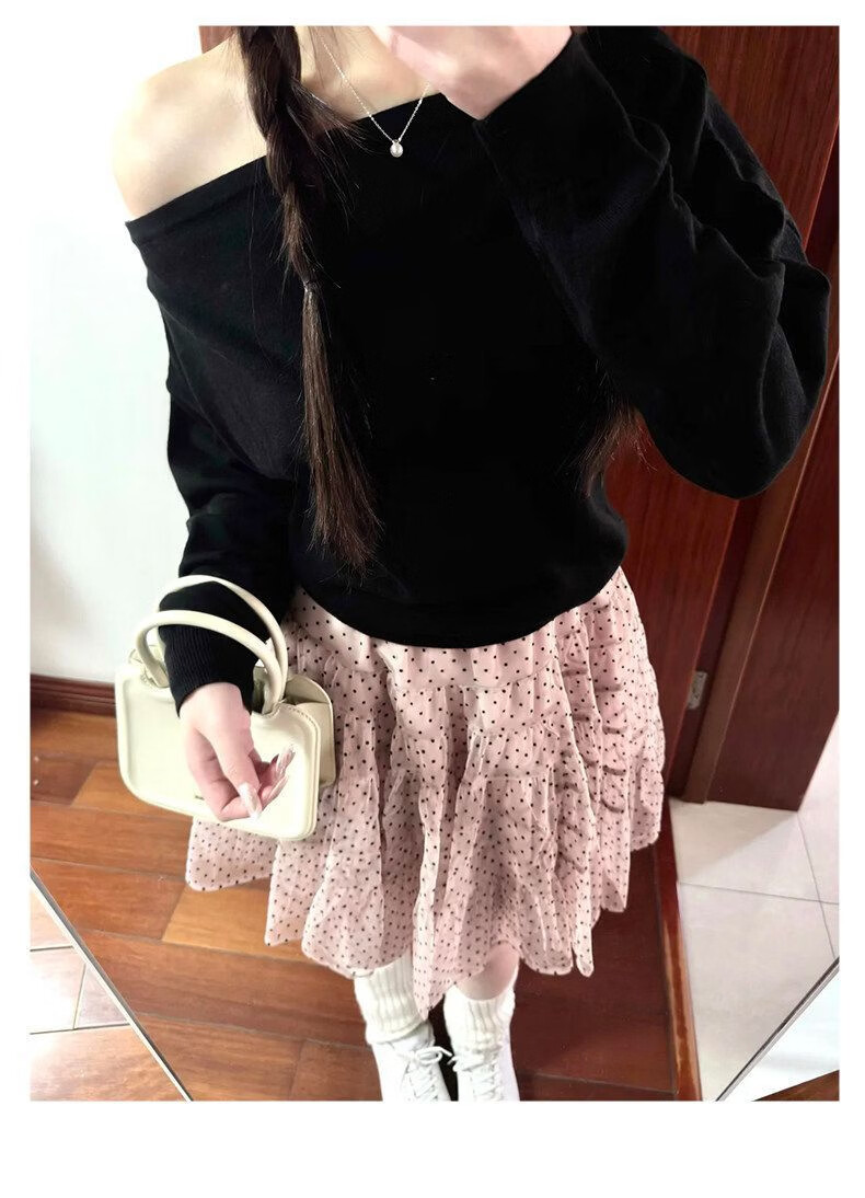 Langsha Pink Polka Dot High-Waist A-Line Mini Skirt Women's Summer 2026 Slimming Puffy Cake Skirt for Petite 13