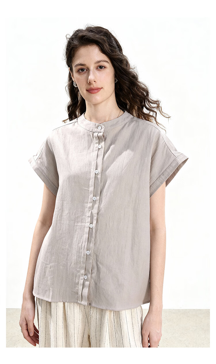 ENC Women's Relaxed Fit Short Sleeve Shirt Flutter Sleeve Simple High-End Summer New Lightweight Breathable Casual Versatile Top 5