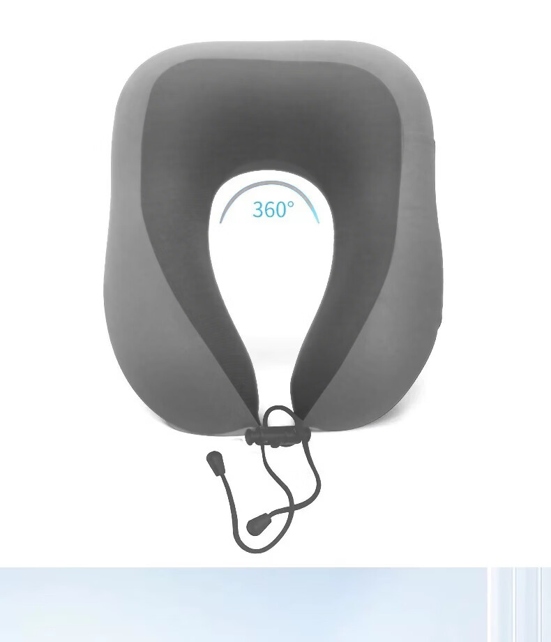 YOCOK U-Shaped Inflatable Memory Foam Neck Pillow Travel Neck Support for Airplane and Train, Portable and Foldable, Blue and Gray Colorblock 4