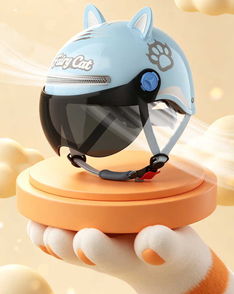 Yundianwei Kids Helmet 3C Certified New National Standard Electric Vehicle Cartoon Cute Tail Light Motorcycle Electric Bike Cute Baby Safety Helmet Boys Girls Half Helmet Four Seasons Garfield Pink Ca 14