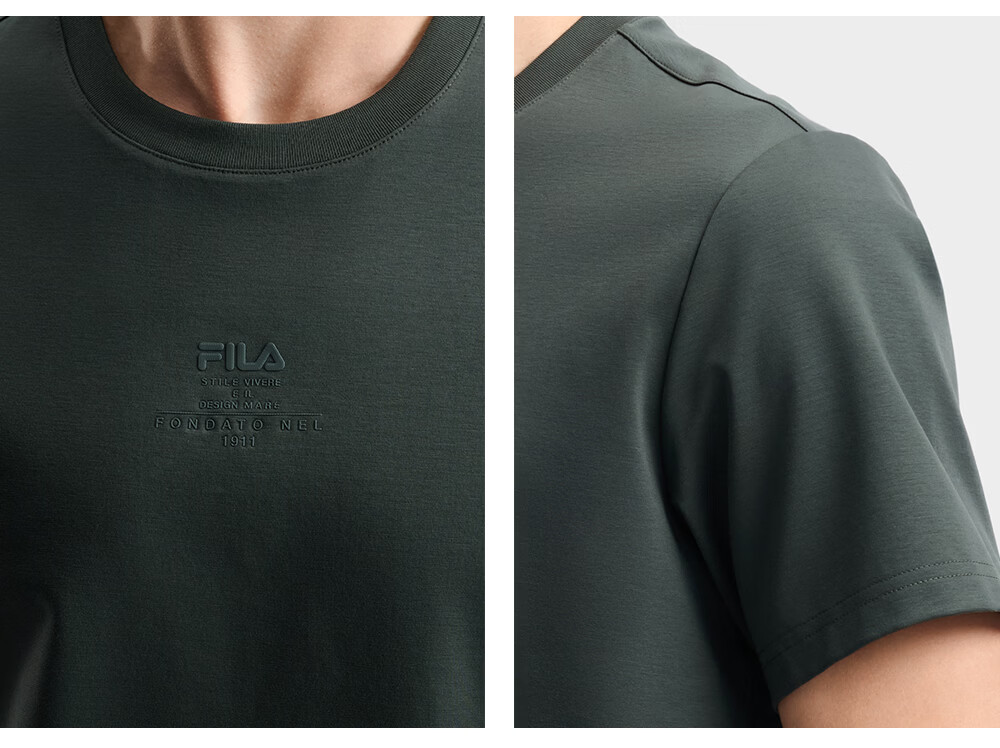 FILA Official Men's Knitted Short Sleeve Shirt 2026 Summer New Simple Casual Basic Versatile T-Shirt 9