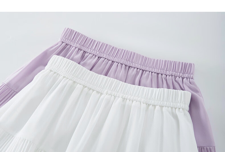 Sllsky Bohemian Chiffon Pleated Midi Skirt Women Summer Lightweight Beach Vacation A-Line Cake Skirt 35