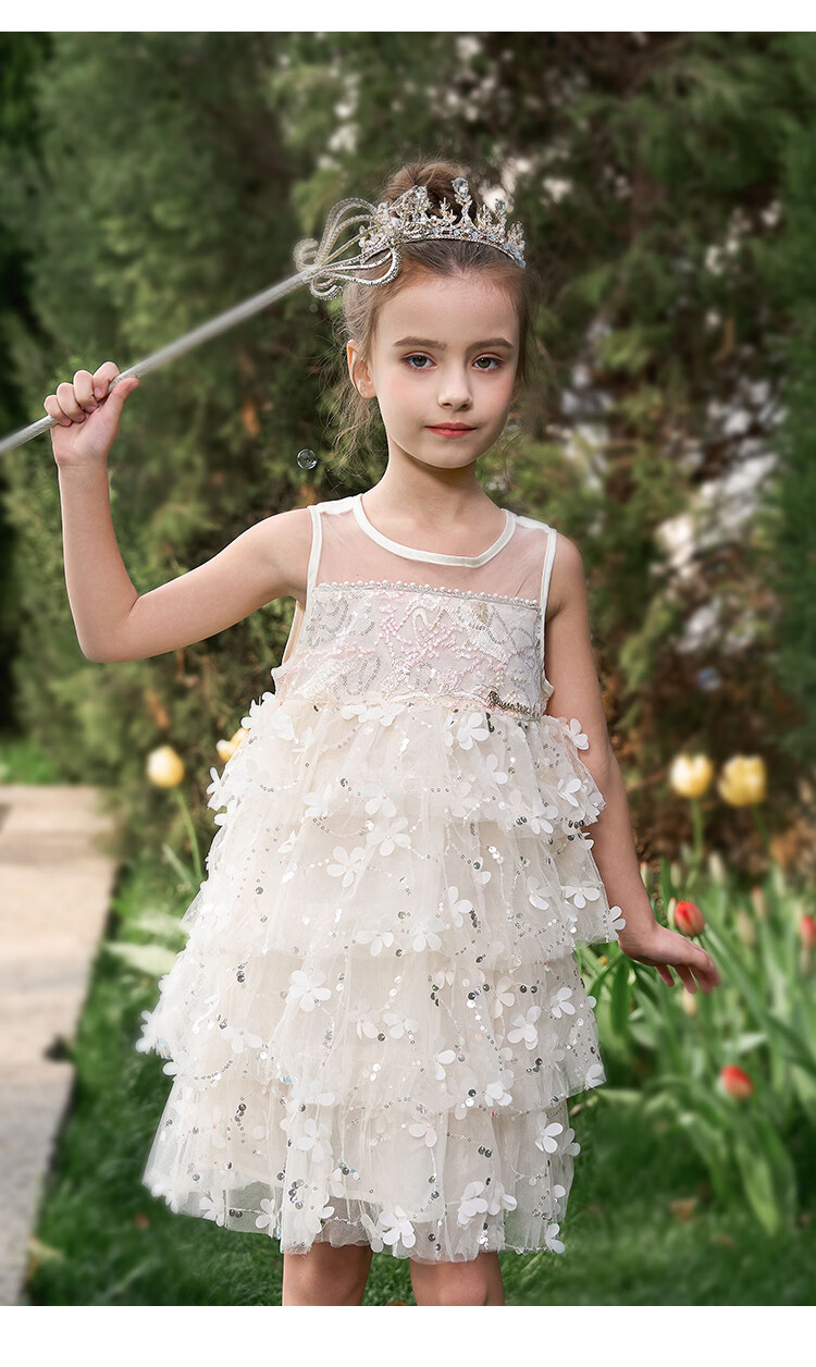 Disney Elsa Princess Dress Girls Summer 2026 New Stylish Children's Clothing Kids Dress 15