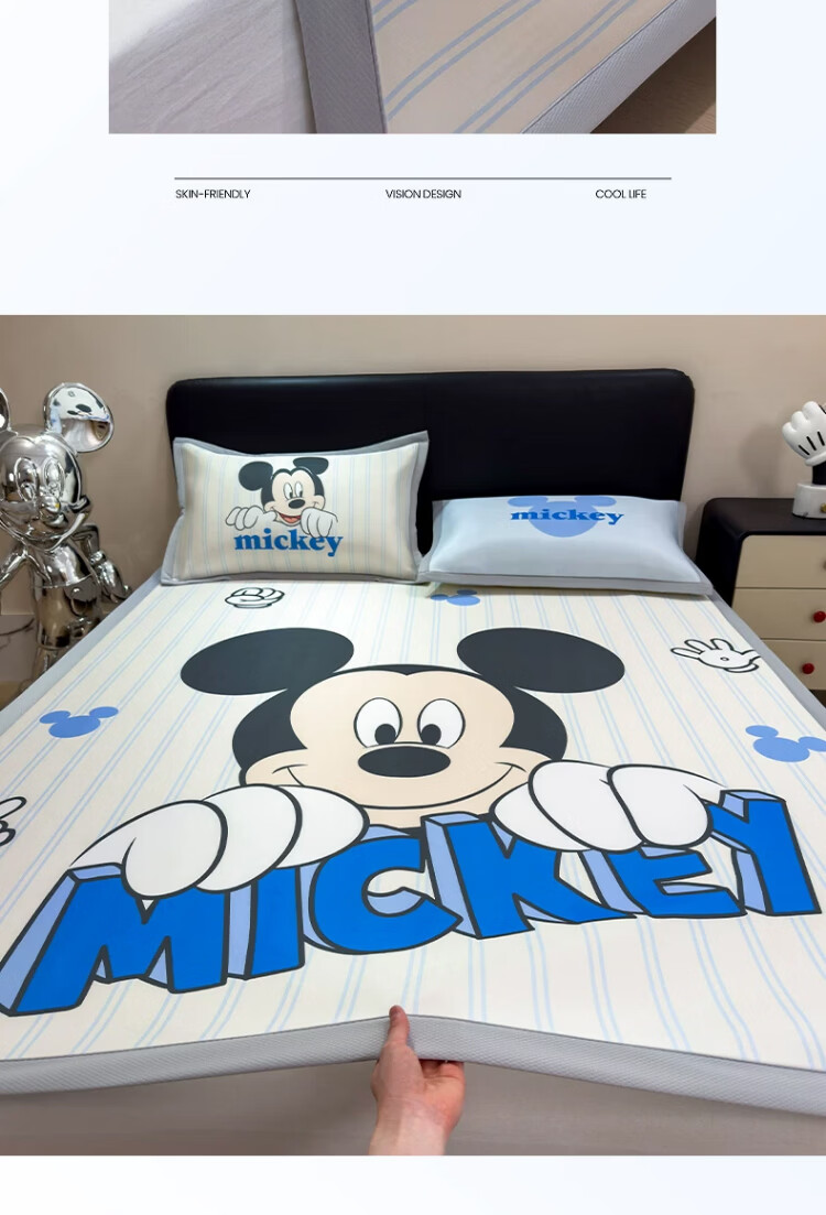 Disney Summer Ice Silk Cooling Mat Cartoon Mickey Air Conditioning Soft Mat 180x200cm Home Machine Washable Cooling Air Conditioner Pad 23