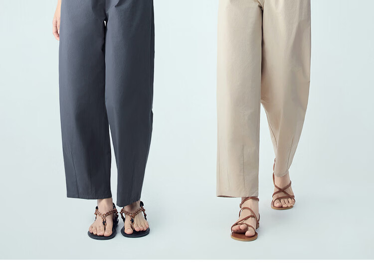 Giordano Women's Pants 2026 Summer New Pure Cotton Pleated Hem Elastic Waist Cropped Casual Pants 13426308 10