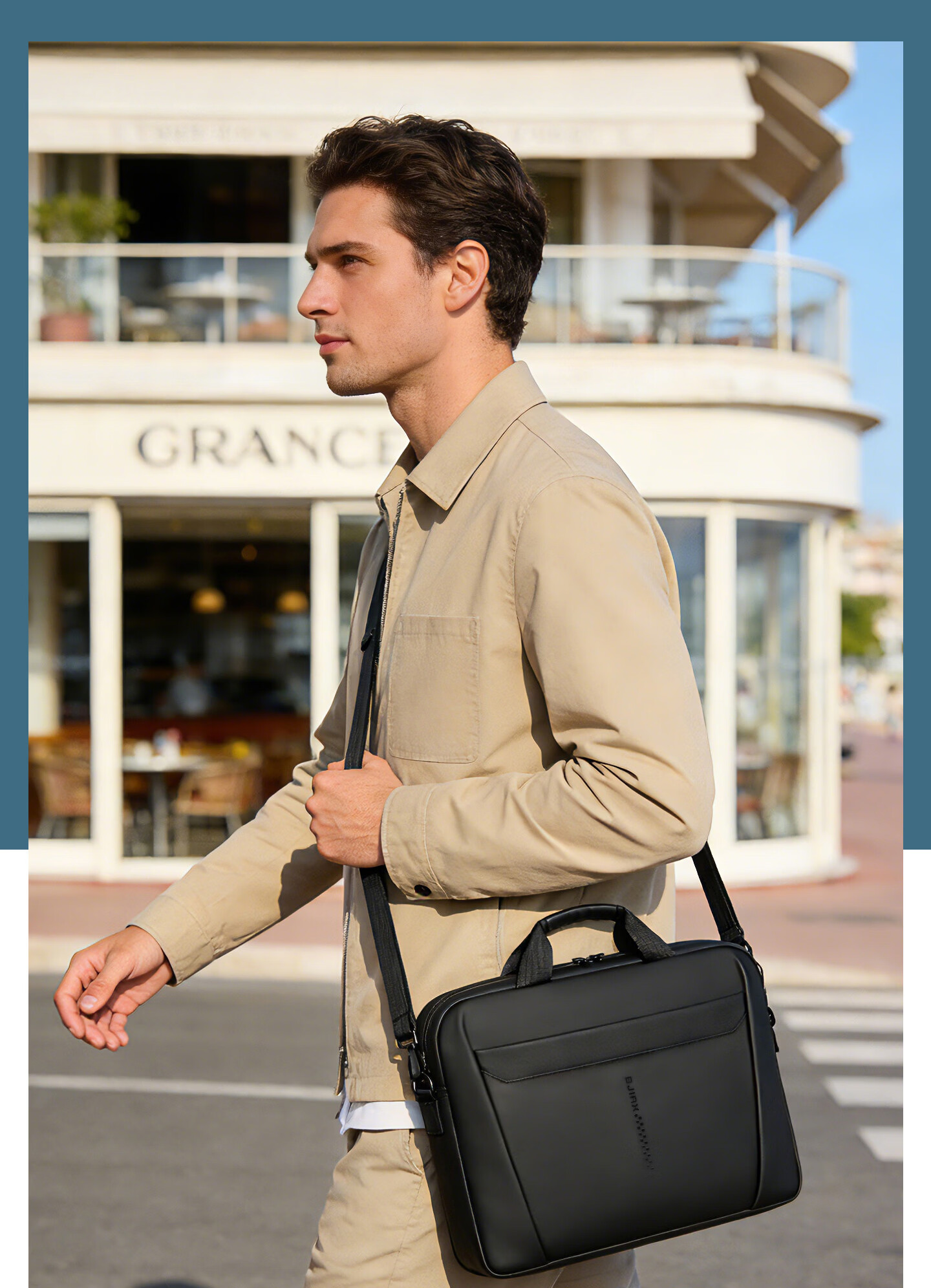 BJIAX Business Briefcase Fashion Large Capacity Handbag Office Men's Crossbody Bag Black 16-inch Laptop Bag 3