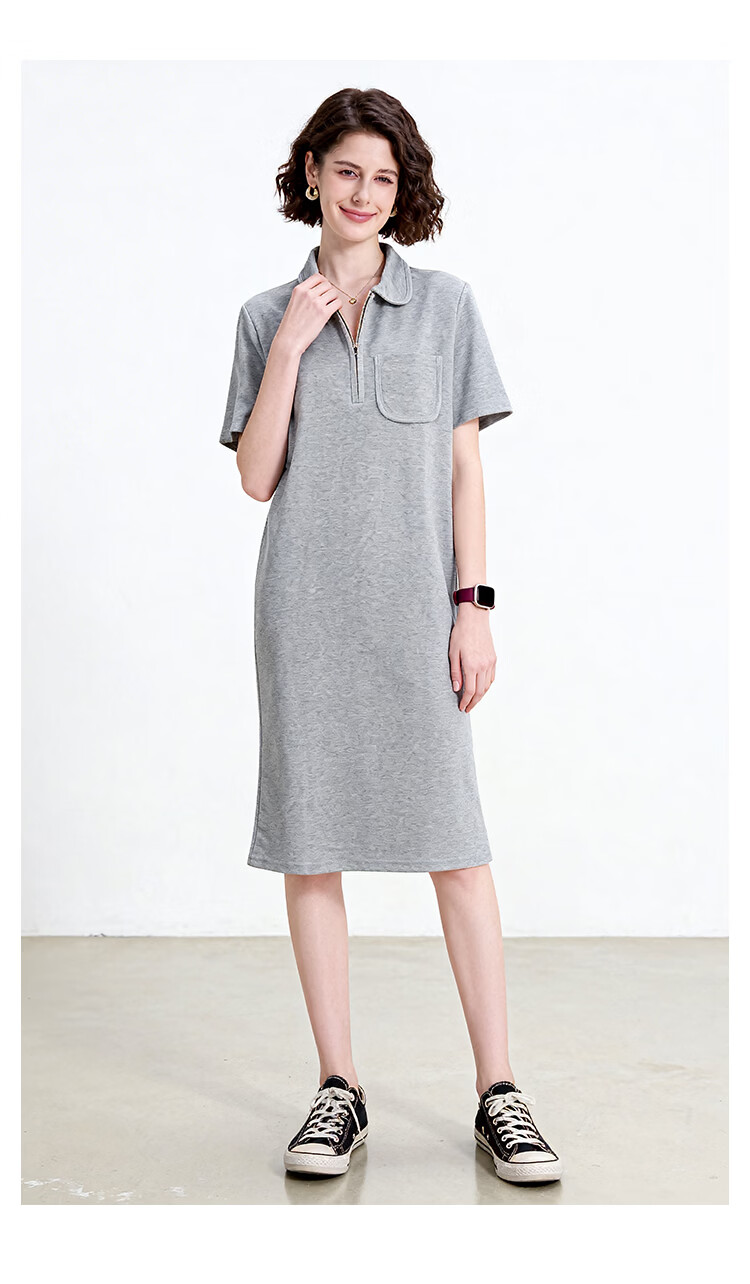 ENC Dress Polo Collar Casual Elegant Summer New Fashion Slimming Versatile Loose Straight Dress 14