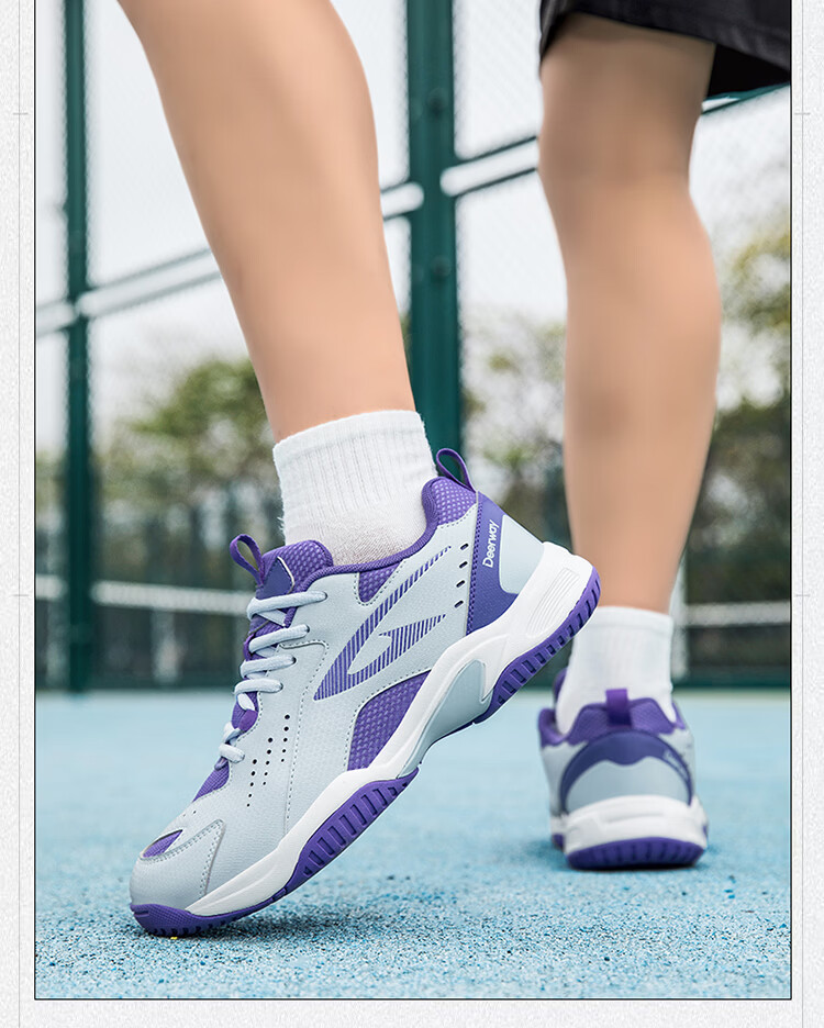 DEERWAY New Unisex Badminton Shoes Durable Anti-Twist Non-Slip Breathable Low-Cut Lightweight Sports Casual Shoes Black White Size 41 14