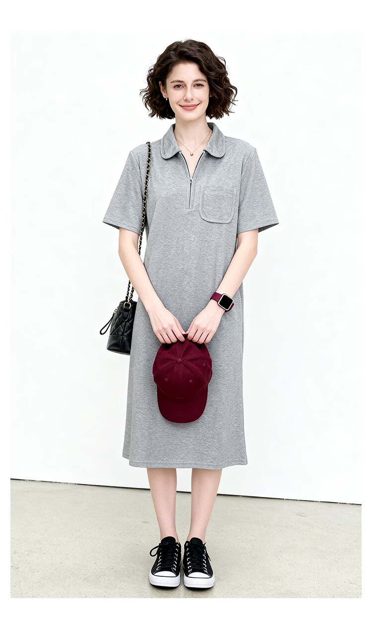ENC Dress Polo Collar Casual Elegant Summer New Fashion Slimming Versatile Loose Straight Dress 10