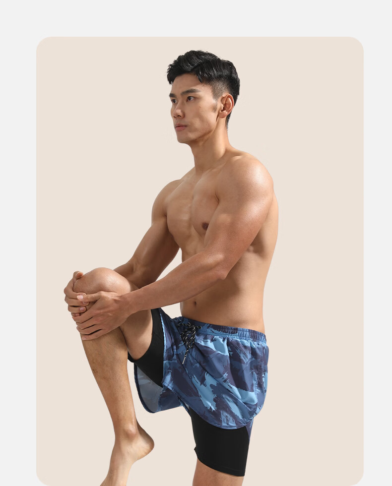 Jiehu Swimming Trunks, Three-Piece Set for Men, Includes Goggles And Swim Cap, Anti-Embarrassment, Quick-Drying, Loose-Fitting, Hot Spring Resort Outfit 13
