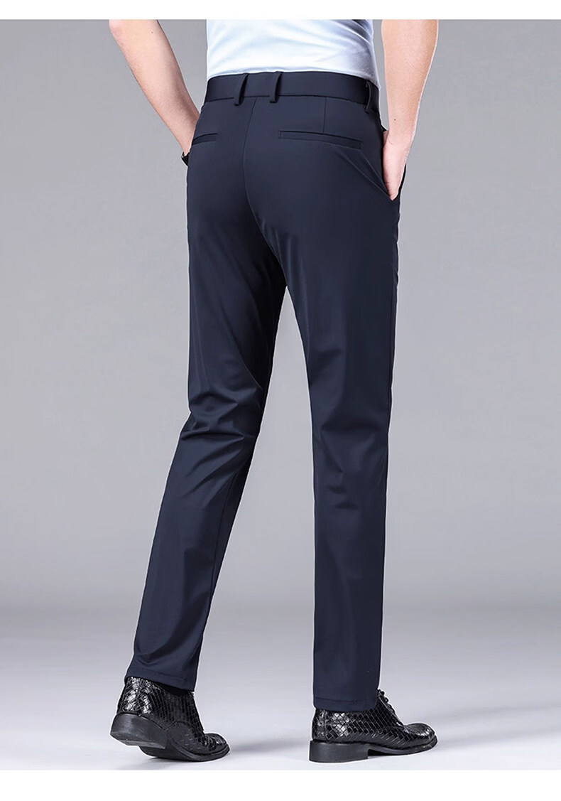 Romon Three-Proof Fabric Ice Silk Men's Casual Pants Summer Thin Straight Loose Trousers Dark Gray Thin 34 10