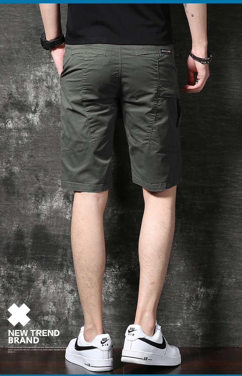 PLAYBOY Men's Summer Thin Straight Slim Multi-Pocket Casual Stretch Shorts 13
