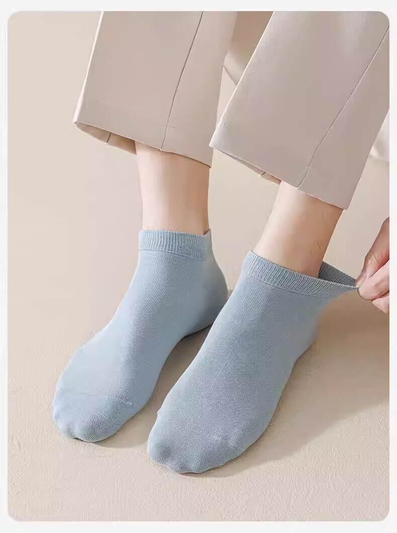 Mian Shisan Men's Short Socks Xinjiang Cotton Summer Thin Antibacterial Odor-Resistant Solid Color Low-Cut Breathable No-Show Socks 6 Pairs Pack 31