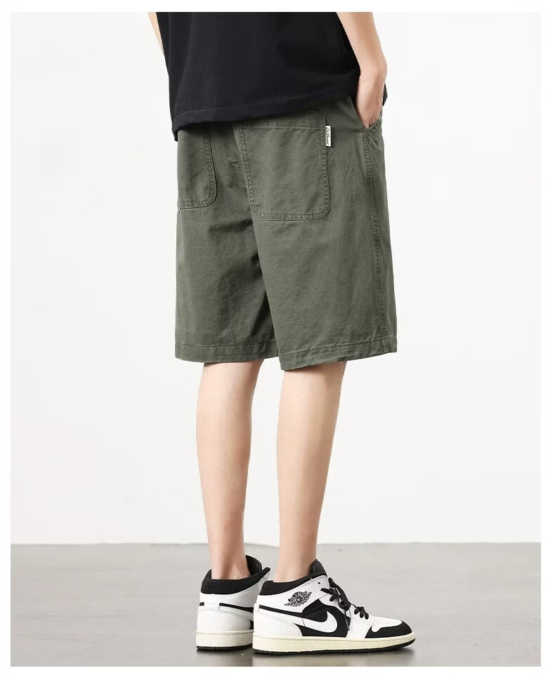 ROMON Men's Cotton Work Shorts Summer 2026 New Loose Straight Casual Mid-Length American Style Thin Five-Point Pants 13