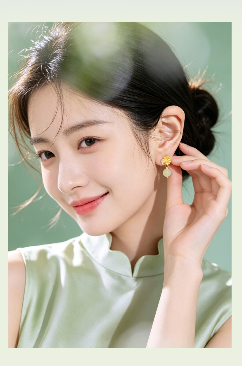 Lao Miao Hetian Jade Earrings Studs Luxury Fashion Jewelry Valentine's Day Birthday Gift for Women Girlfriend Wife 9