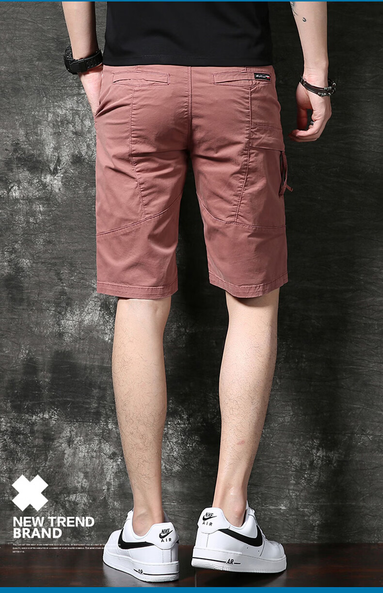 PLAYBOY Men's Summer Thin Straight Slim Multi-Pocket Casual Stretch Shorts 15