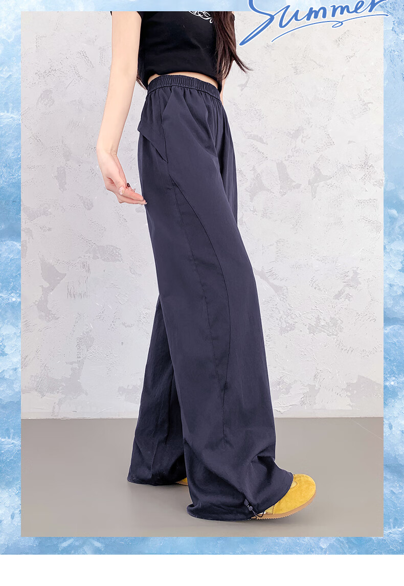 Borui Women's Casual Pants Spring Autumn American Style High Waist Hip Lift Wide Leg Quick-Dry Cargo Pants Straight Leg Sports Paratrooper Pants 2