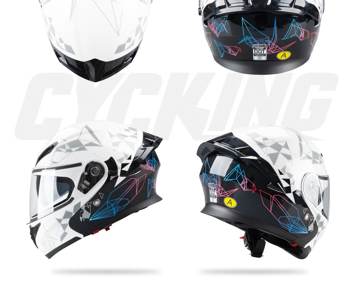 CYCKING Motorcycle Helmet with 3C Certification, Dual Visors, Bluetooth Headset, Unisex Four-Season Riding Full-Face Safety Helmet 18