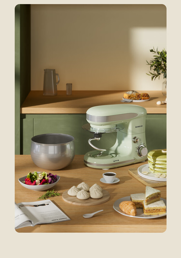 CHIGO Chef Machine Home Use Smart Timer Dough Mixer Fully Automatic Fresh Milk Cream Whisk Stand Mixer DC SC-205E 5
