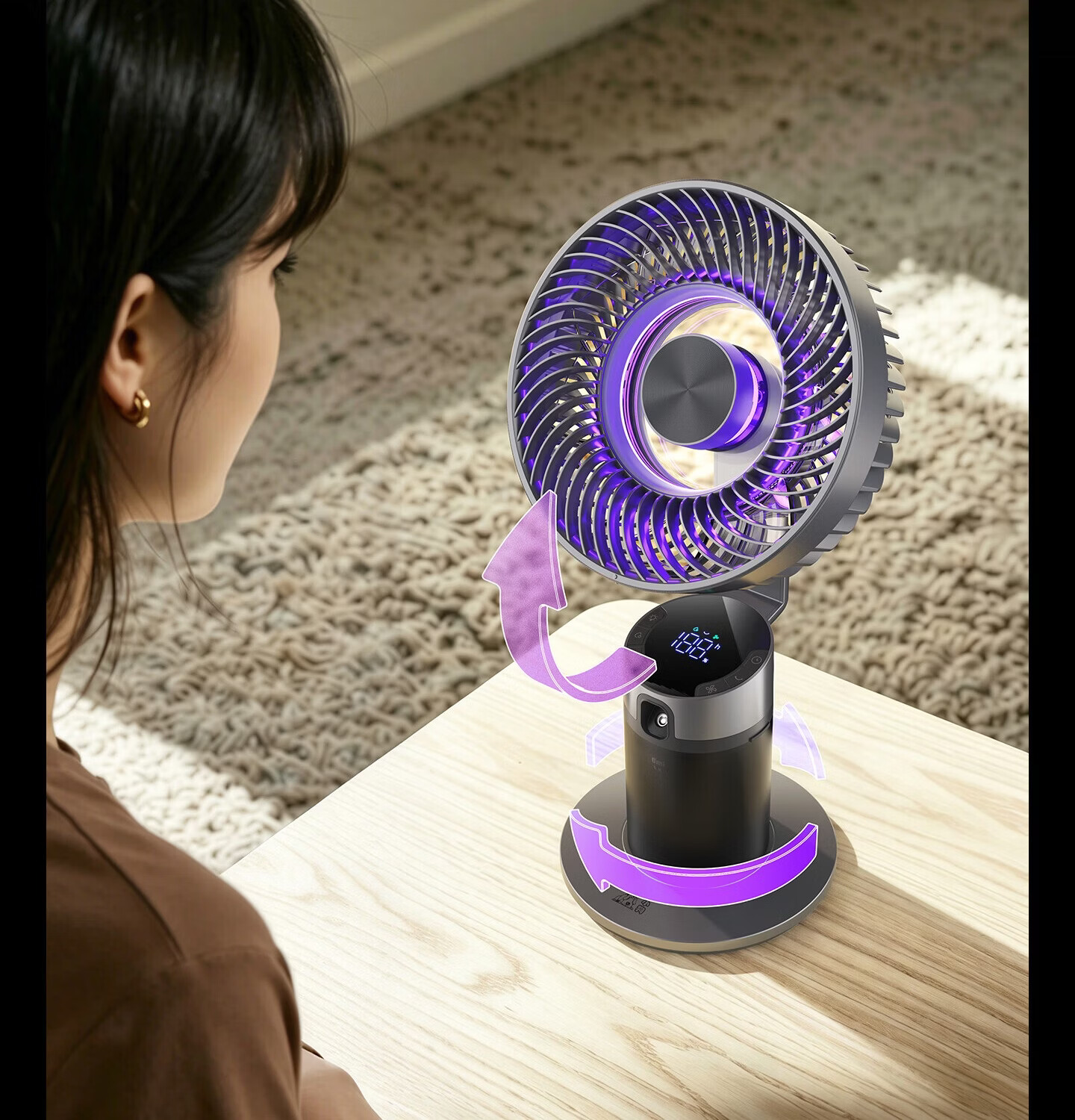 Puppy Cool Mist Pro Silent Desktop Fan Oscillating Table Fan Long Battery Life Office Bedroom Gaming Desk Fan 15