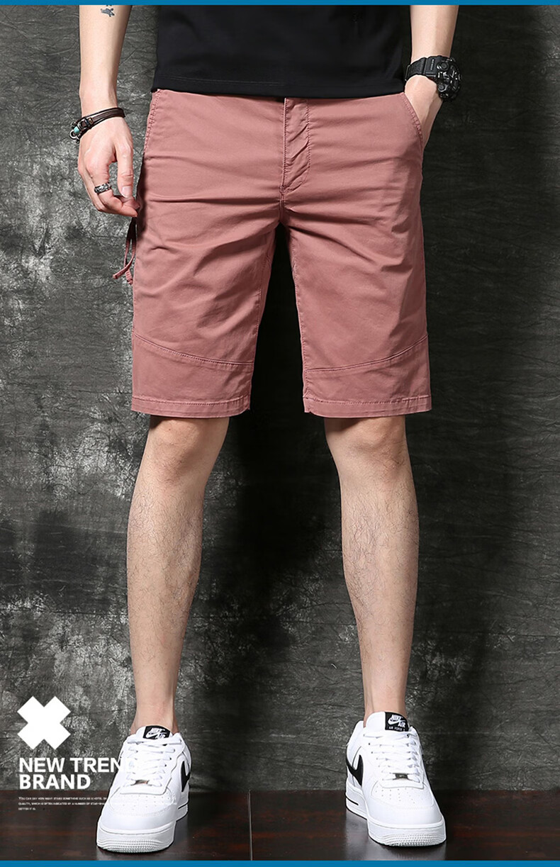 PLAYBOY Men's Summer Thin Straight Slim Multi-Pocket Casual Stretch Shorts 14