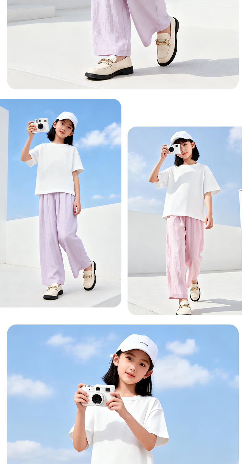 Jeanswest Girls Summer Set 2026 New Children's Cotton Short Sleeve T-Shirt Trendy Two-Piece Set for Older Kids 8