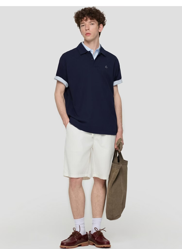 GAP Men's 2026 Summer New Pure Cotton Bear Embroidery Short Sleeve Polo Shirt Casual Top 892476 17