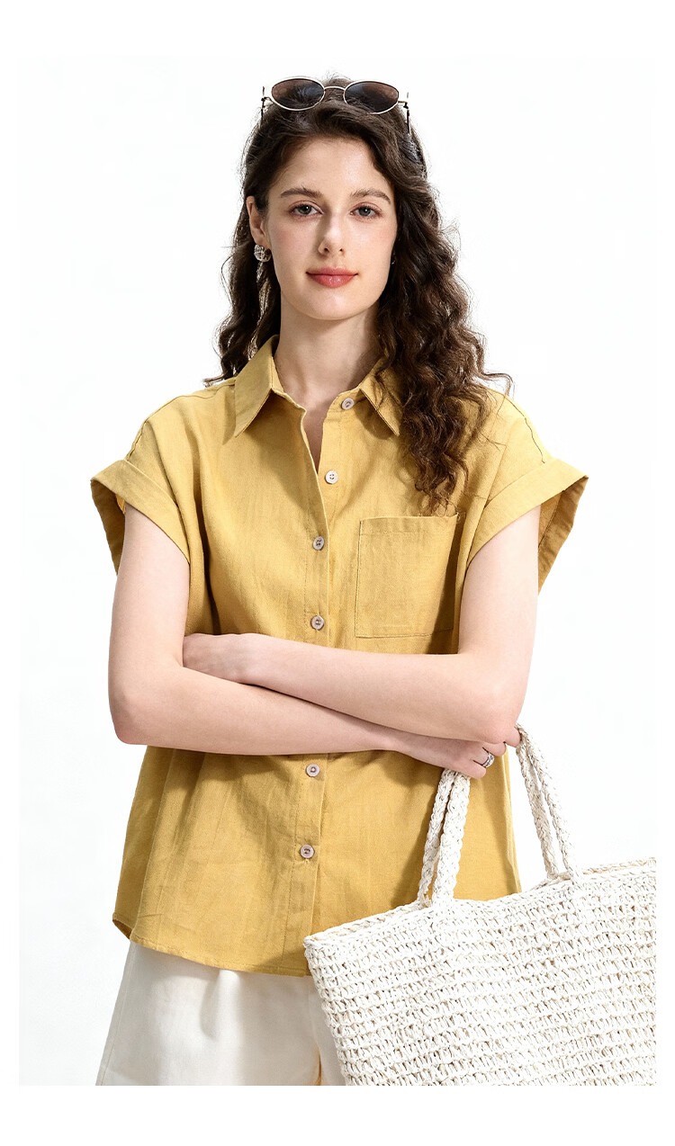ENC Relaxed Fit Short Sleeve Shirt Gentle Elegant Casual Loose Versatile Women's Summer Slimming Top 12