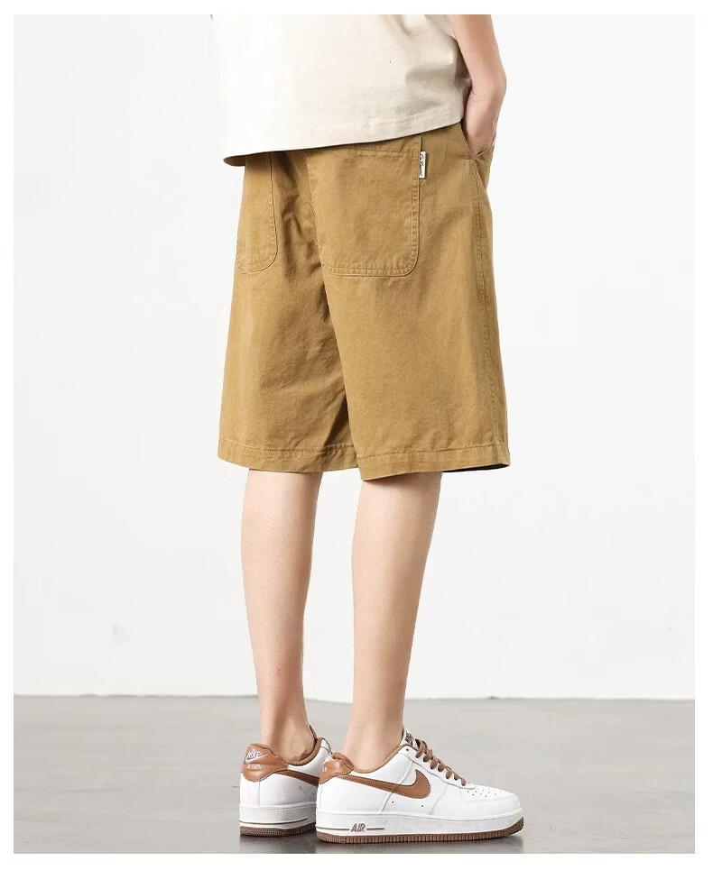 ROMON Men's Cotton Work Shorts Summer 2026 New Loose Straight Casual Mid-Length American Style Thin Five-Point Pants 19