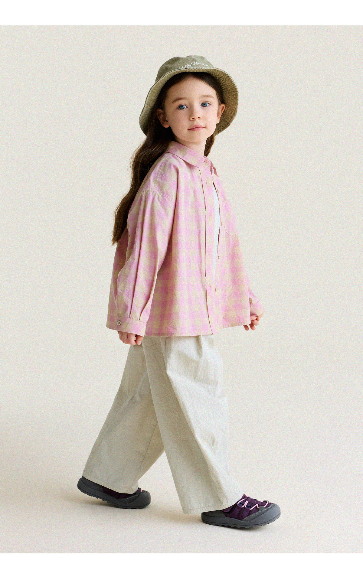 YoonA Mom Girls 2026 Spring Summer Elegant Plaid Shirt Summer Sun Protection Shirt Pink In Stock Size 140 19