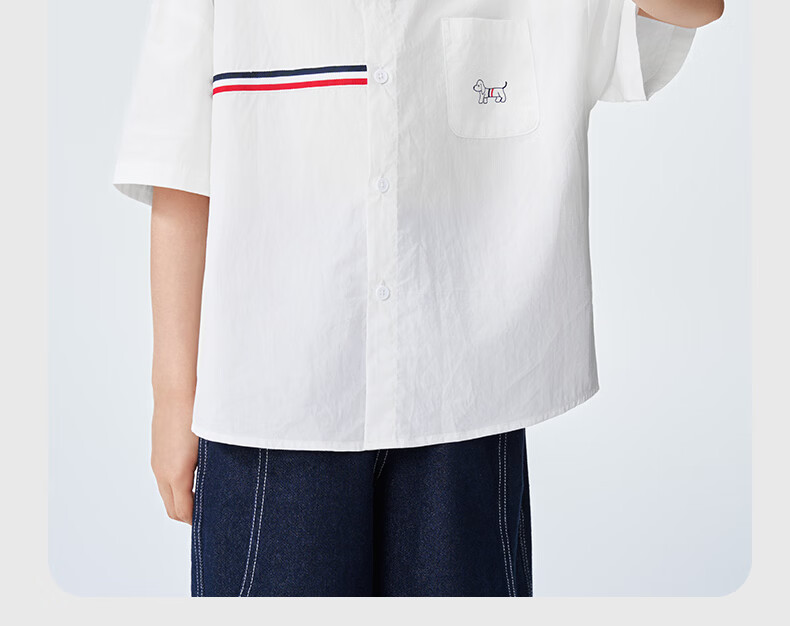 Romon Kids Short Sleeve White Shirt 100% Cotton Boys Pure Cotton School Style Performance Shirt Short Sleeve Shirt Style 1 Size 110 27