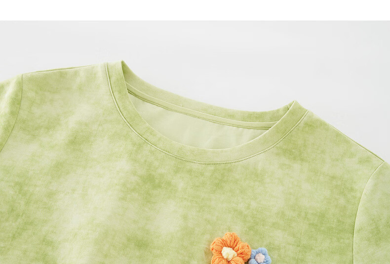 Sllsky Handmade 3D Crochet Tie-Dye Short Sleeve T-Shirt Women Straight Shoulder Crew Neck Cropped Top 2026 Summer New Arrival 21