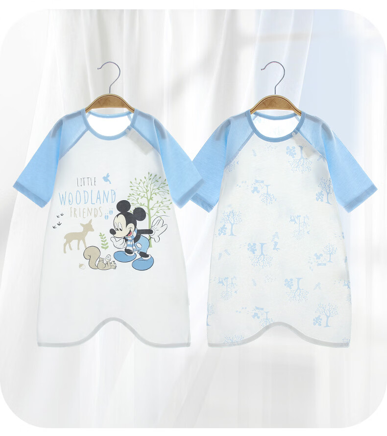 Disney Baby Summer Thin Sleeping Bag Newborn Romper Crawling Suit Sleepwear Pure Cotton Full Moon Baby Pajamas 18