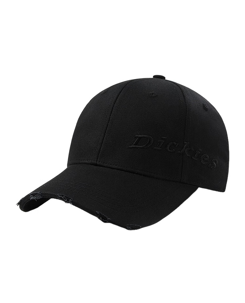 Dickies Distressed Hard Top Baseball Cap Unisex Long Brim Sun Protection Deep Fit Duckbill Hat Black 11