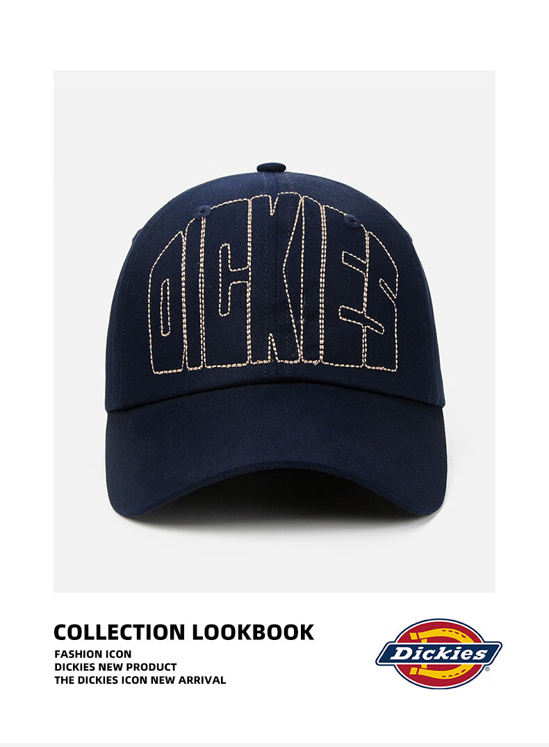 Dickies Unisex New Letter Baseball Cap Large Head Circumference Simple Sunshade Outdoor Sports Duckbill Hat Navy Blue 4