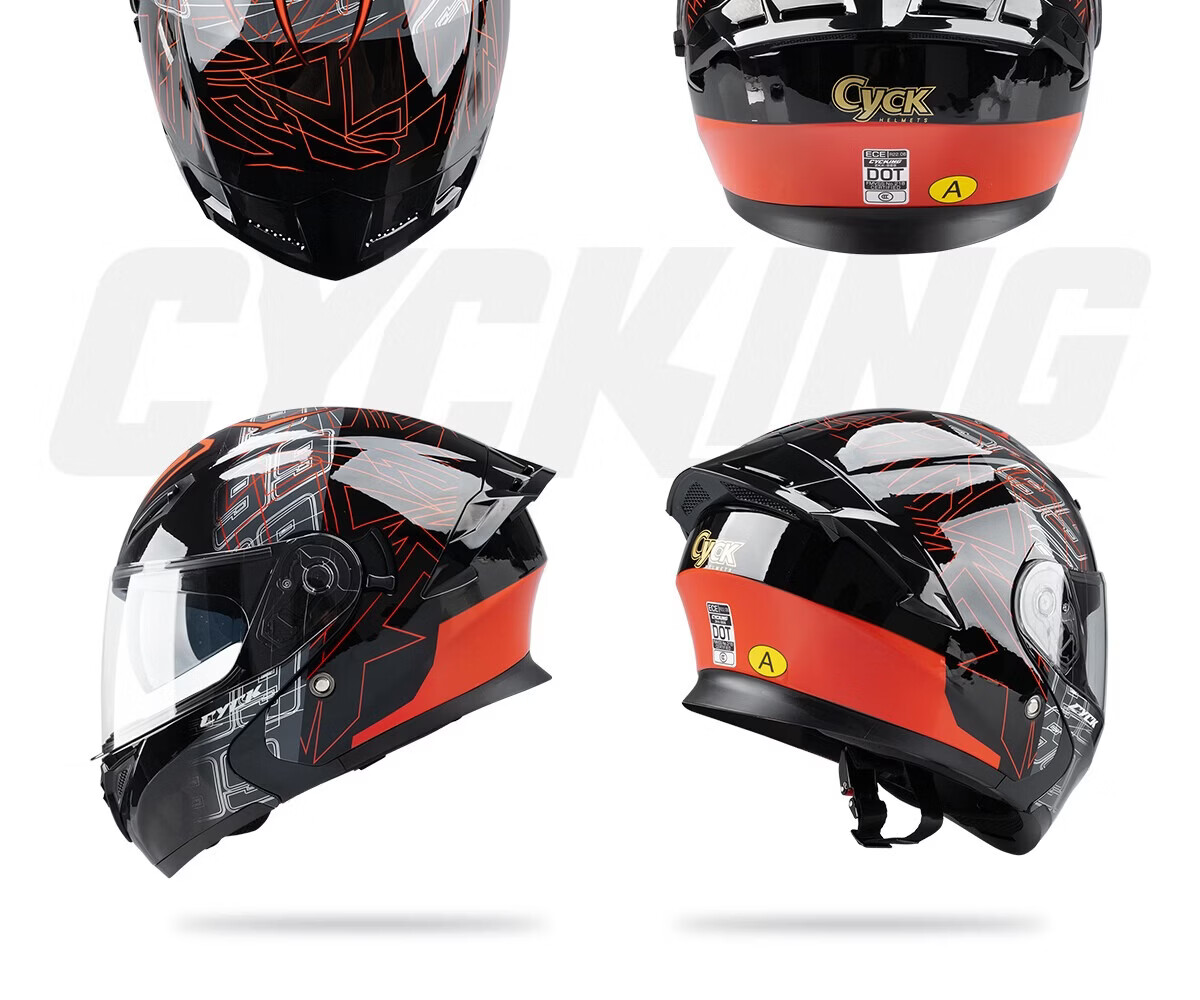 CYCKING Motorcycle Helmet with 3C Certification, Dual Visors, Bluetooth Headset, Unisex Four-Season Riding Full-Face Safety Helmet 22