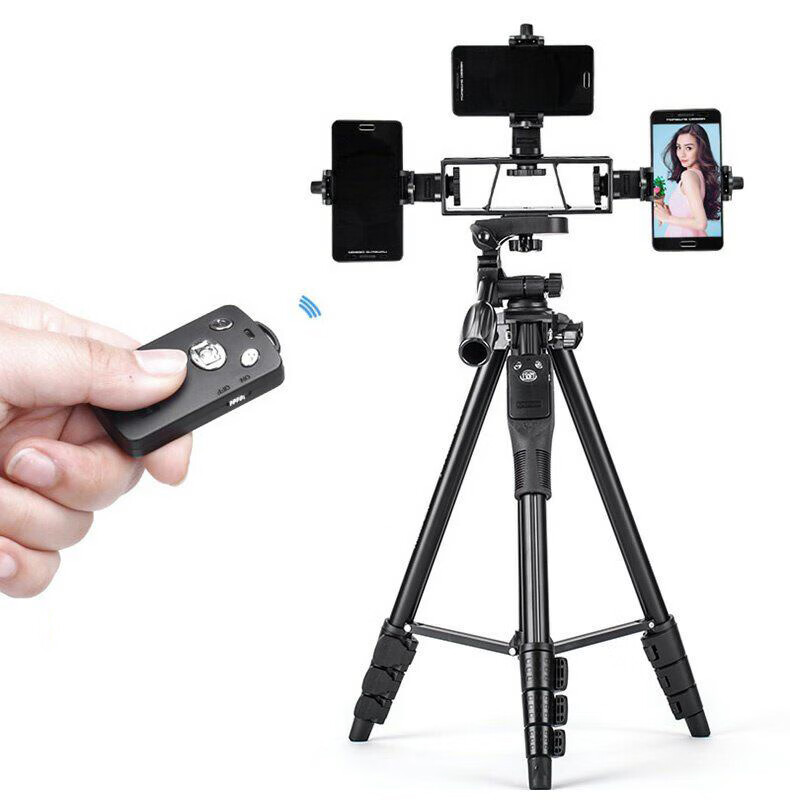 YUNTENG Multi-Position Live Streaming Stand Universal Multi-Functional Tripod Mount Clip for Vertical Phone Shooting with Fill Light and Floor Selfie Holder 10