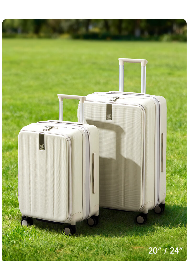 Hanke Expandable Luggage Women Trolley Large Capacity Men Carry-On Suitcase 20 Inch Ivory White Side Opening 46