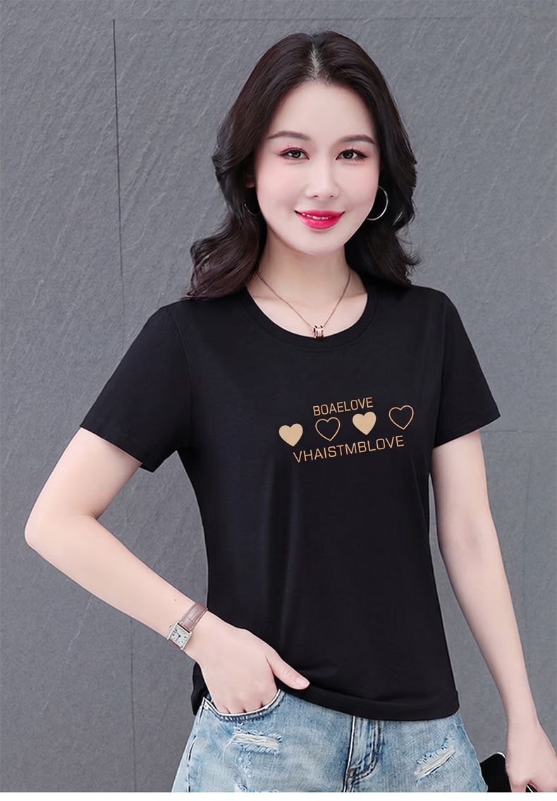 AEMAPE Good Cotton Short Sleeve T-Shirt Women Summer 2026 New Middle-aged Mom Mother's Day Casual Stylish Loose Fit Top 9