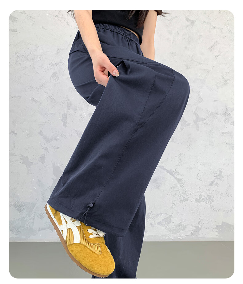 Borui Women's Casual Pants Spring Autumn American Style High Waist Hip Lift Wide Leg Quick-Dry Cargo Pants Straight Leg Sports Paratrooper Pants 24