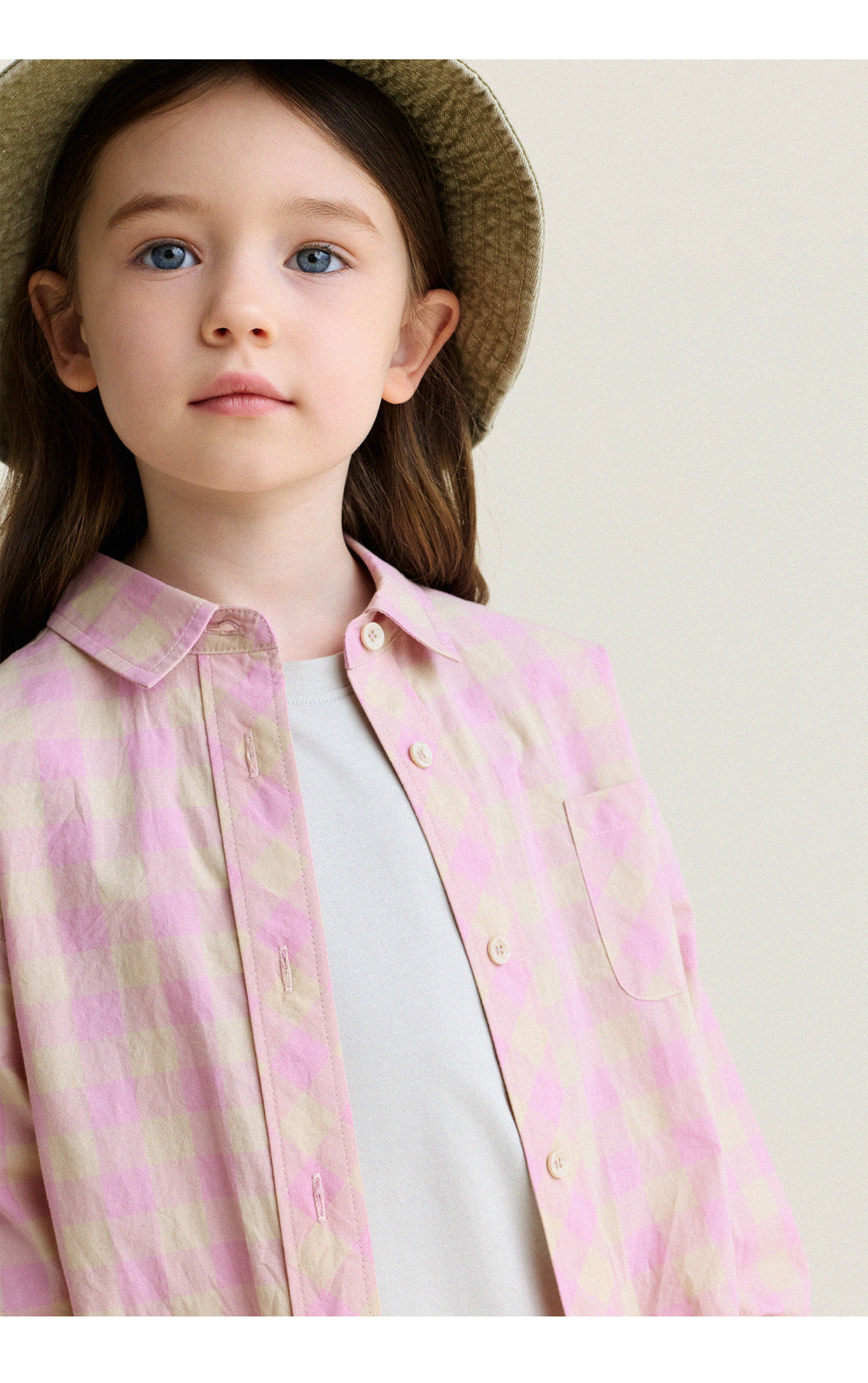 YoonA Mom Girls 2026 Spring Summer Elegant Plaid Shirt Summer Sun Protection Shirt Pink In Stock Size 140 21