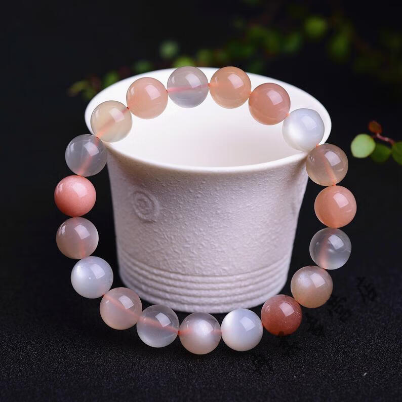 冉柔 天然5a-7a彩月光石奶油蓝月光石灰月光石手链 5a彩月光10mm