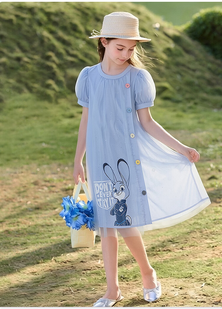 Disney Girls Summer Dress 2026 New Stylish Princess Dress Children's Baby Summer Clothing 11