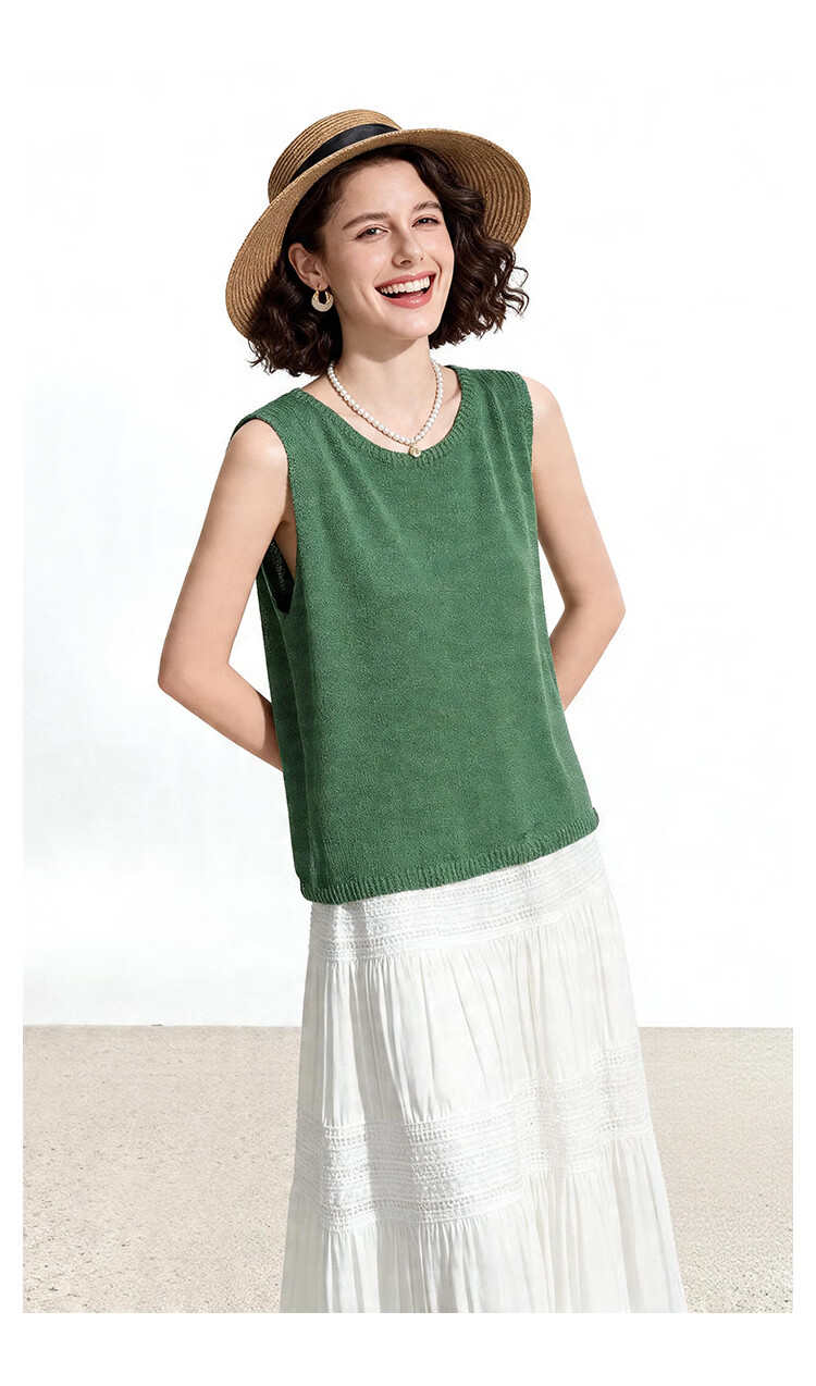ENC Forest Style Relaxed Fit Vest Soft Brightening High-End Atmosphere Lenzing Tencel Versatile Loose Slimming Sleeveless Top 12